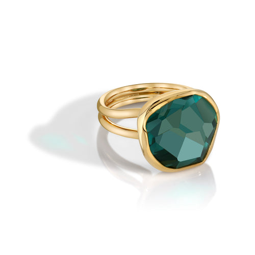 Green Amethyst Ring in 18K Yellow Gold