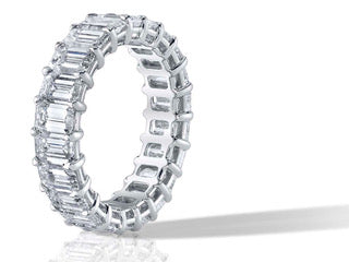 Emerald Diamond Eternity Band in Platinum