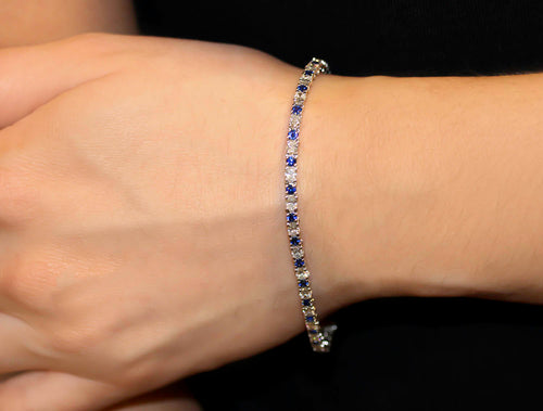 Sapphire and Oval Brilliant Diamond Bracelet