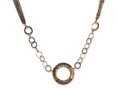 Pavé Diamond Pendant Necklace in 14K Yellow Gold