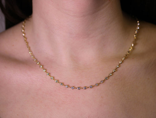 Bezel Brilliant Diamond Necklace in 18K Yellow Gold