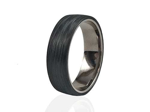 18K Yellow Gold and Carbon Fiber Men's Wedding Band