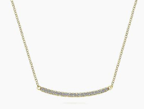 Petite Diamond Bar Necklace in Yellow Gold