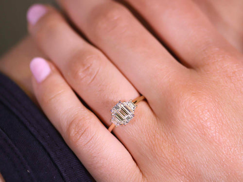 Emerald Cut Diamond Three-Stone Engagement Ring