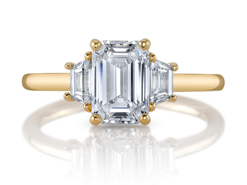 Emerald Cut Diamond Three-Stone Engagement Ring