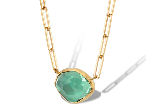 Bezel Green Amethyst Pendant Necklace