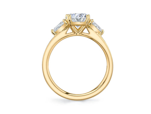 Oval and Pear Diamond Three-Stone Engagement Ring