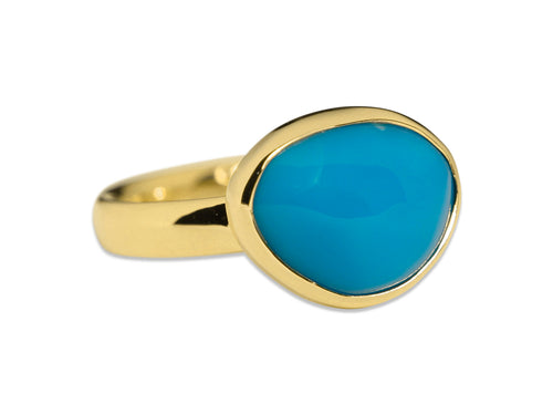 Bezel Set Turquoise Ring in 18K Yellow Gold