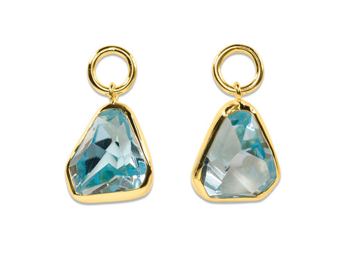 Bezel Aquamarine Drop Earrings in 18K Yellow Gold