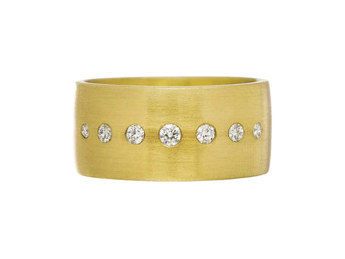 "Dunes" Diamond Cigar Band in 18K Yellow Gold