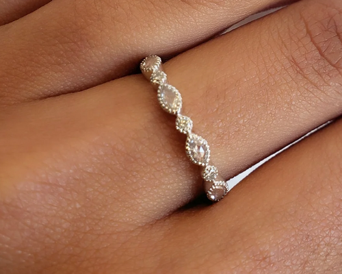 Vintage-Inspired Marquise and Round Diamond "Amara" Band