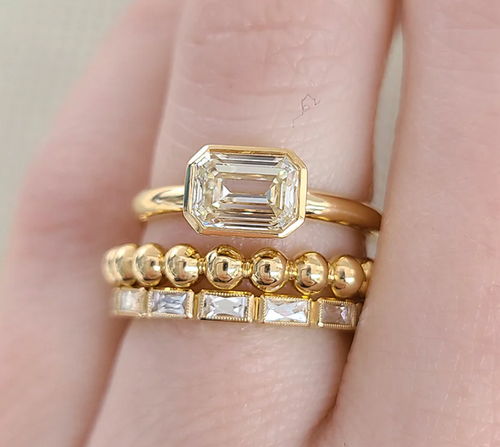 Vintage-Inspired French Cut Diamond "Julia" Wedding Band