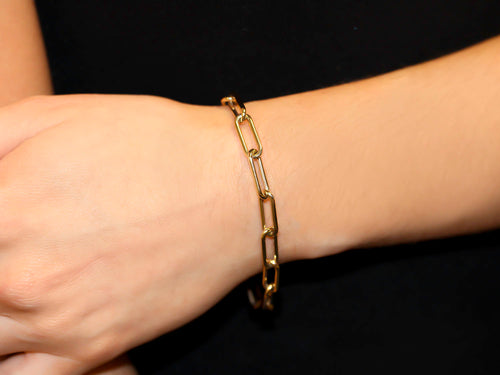 Paperclip Chain Bracelet in 14K Yellow Gold