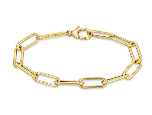 Paperclip Chain Bracelet in 14K Yellow Gold