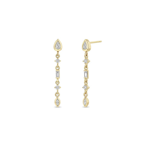 Mixed-Cut Diamond Drop Earrings