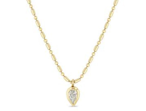 Pear Diamond Pendant Necklace in 14K Yellow Gold