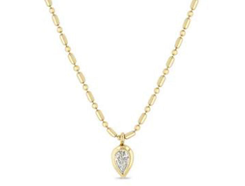 Petite Pavé Diamond Bar Necklace in 14K White Gold