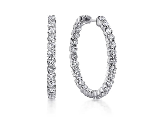 "Inside-Outside" Diamond Hoop Earrings in White Gold