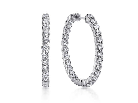 Inverted (Upside Down) Diamond 22mm Hoop Earrings