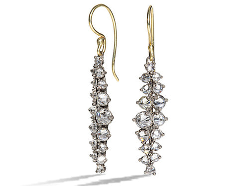 Upside Down Diamond Drop Earrings in Yellow Gold