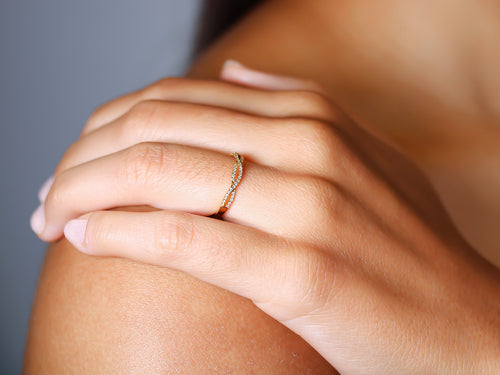 Braided Diamond Wedding Band in Yellow Gold