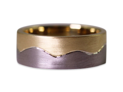 Black Diamond Men's Wedding Band in White and Rose Gold