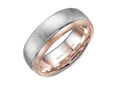 Black Diamond Men's Wedding Band in White and Rose Gold