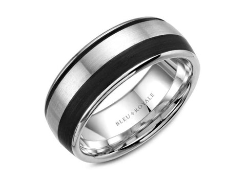 Black Diamond Men's Wedding Band in White and Rose Gold