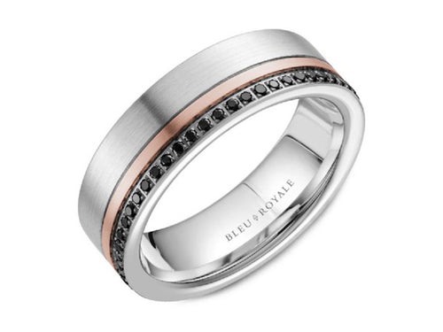 14K Rose, 14K White Gold and Black Diamond Men's Band in Washington DC