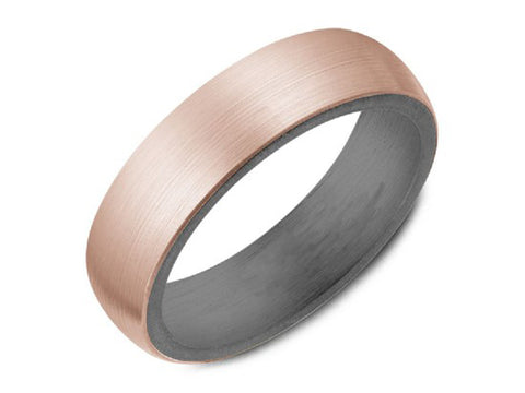 Black Diamond Men's Wedding Band in White and Rose Gold