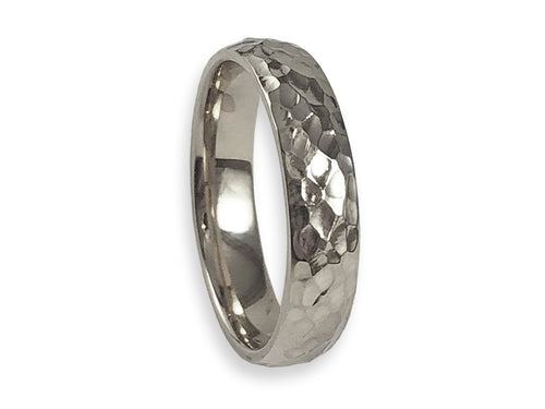 Hammered White Gold Men's Wedding Band