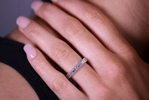 Emerald Cut Diamond Eternity Band in Platinum