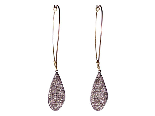 Pavé Rustic Gray Diamond Drop Earrings