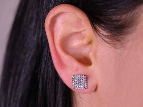 Rustic Gray Pavé Diamond Stud Earrings