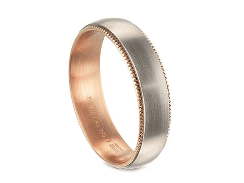 Black Diamond Men's Wedding Band in White and Rose Gold