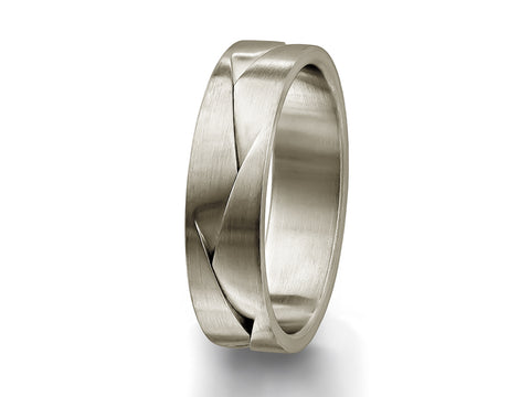 Black Diamond Men's Wedding Band in White and Rose Gold