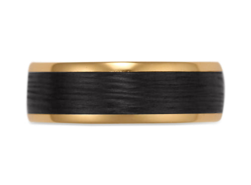 18K Yellow Gold and Carbon Fiber Men's Wedding Band