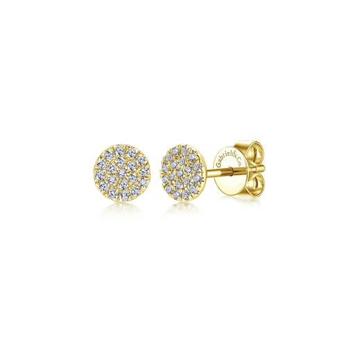 Pavé Diamond Cluster Stud Earrings in 14K Yellow Gold