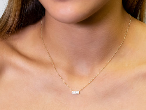 Petite Diamond Bar Necklace in Yellow Gold