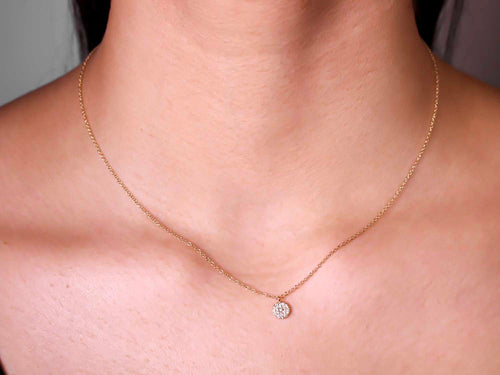 Petite Pavé Diamond Necklace in Yellow Gold