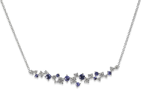 Diamond and Sapphire Necklace in White Gold