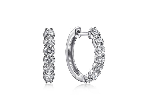 Diamond Huggie Earrings in 14K White Gold