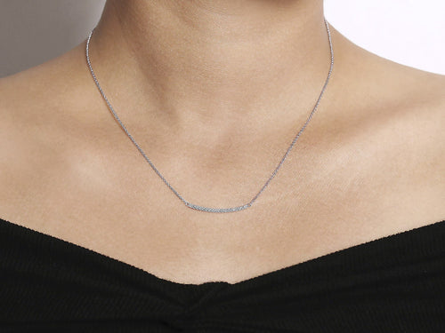 Pavé Diamond Bar Necklace in 14K White Gold