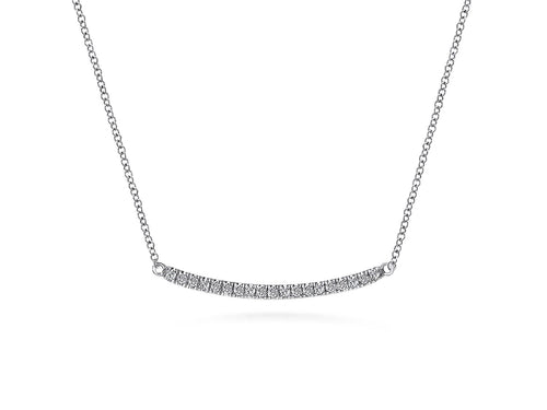 Pavé Diamond Bar Necklace in 14K White Gold