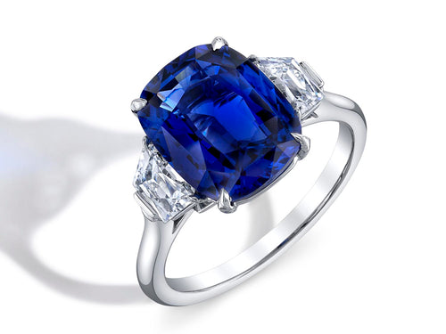 Cushion Sapphire and Diamond Ring