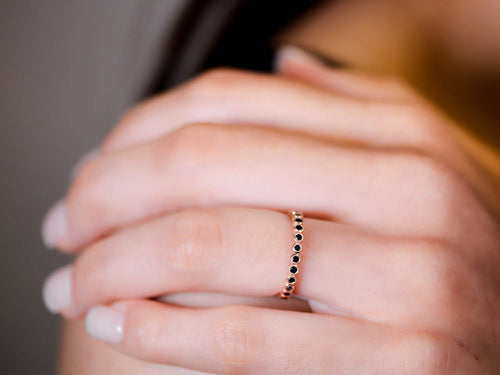 18K Rose Gold and Black Diamond Eternity Wedding Band