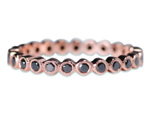 18K Rose Gold and Black Diamond Eternity Wedding Band