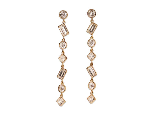 Round, Princess and Baquette-Shaped Diamond Earrings