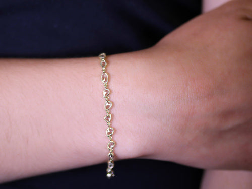 Oval and Pear-Shaped Rose Cut Diamond Bracelet