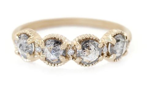 Vintage-Inspired Salt & Pepper Rose Cut Diamond Wedding Band